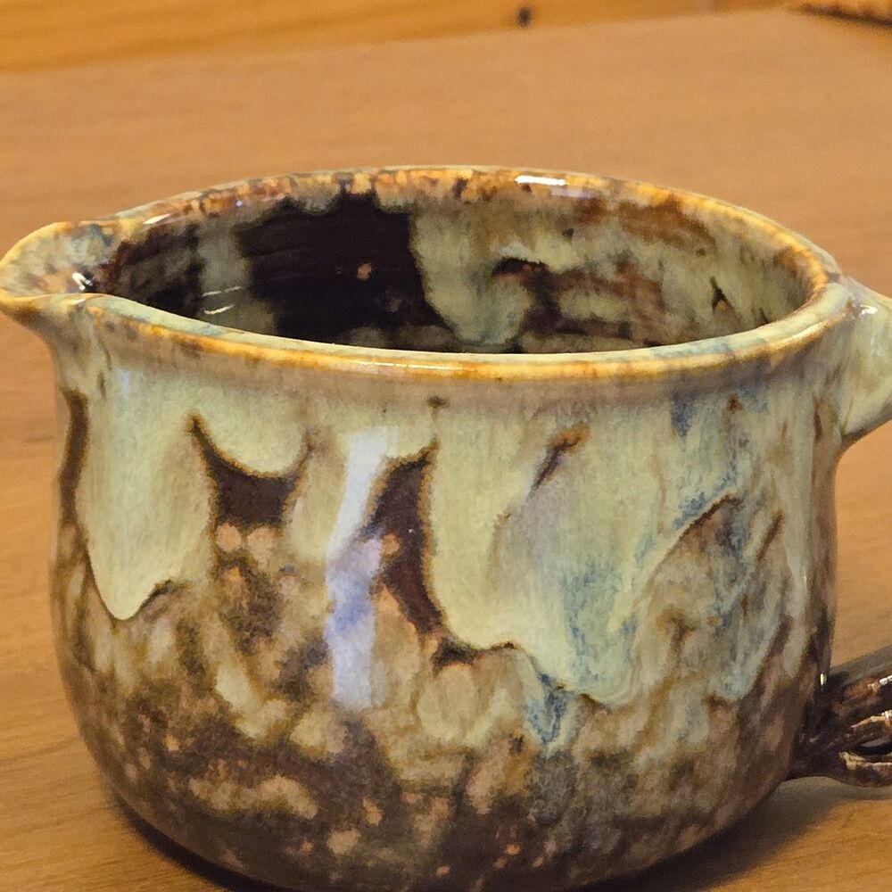 Studio Art Pottery Creamer Pitcher Signed Glazed Stoneware - Picture 3 of 11